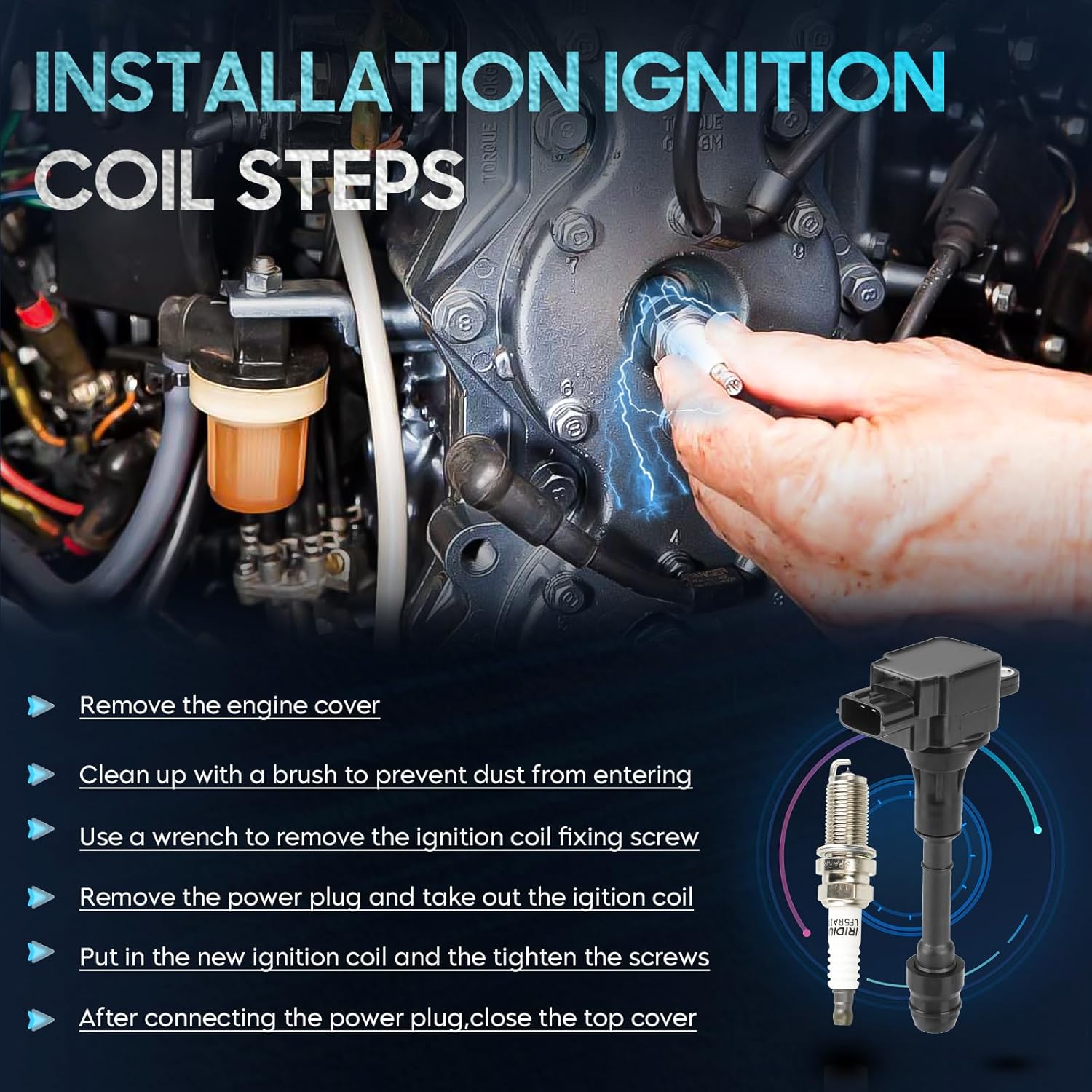 4PCS Ignition Coil Pack with 4PCS Iridium Spark Plug Compatible with 2002 2003 2004 2005 2006 Nissan Altima Sentra 2.5L L4, Replace for UF350 5C1395 C1398