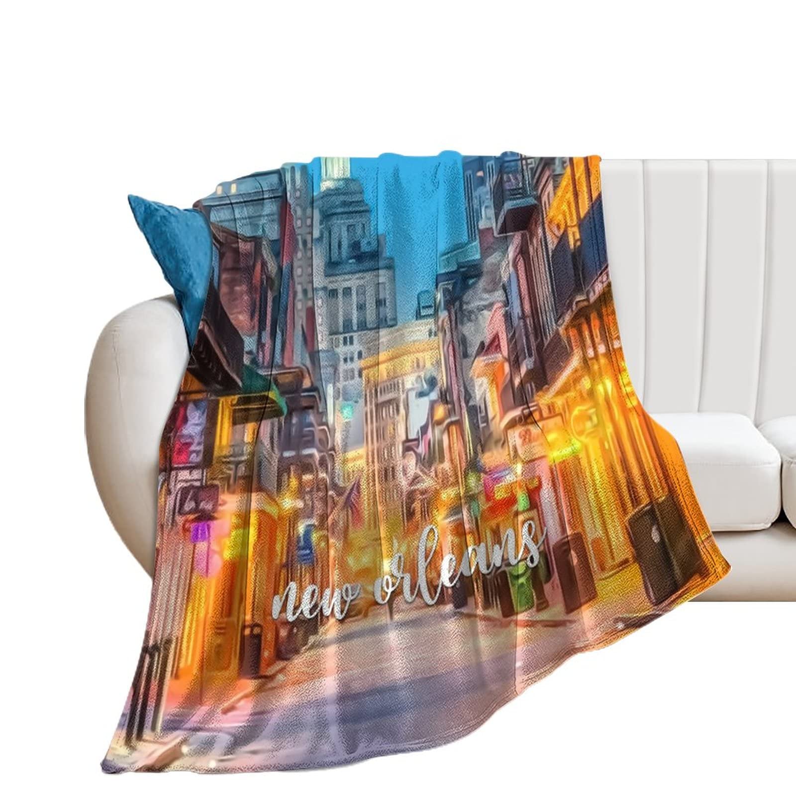 Couverture en flanelle ultra douce et légère motif paysage urbain