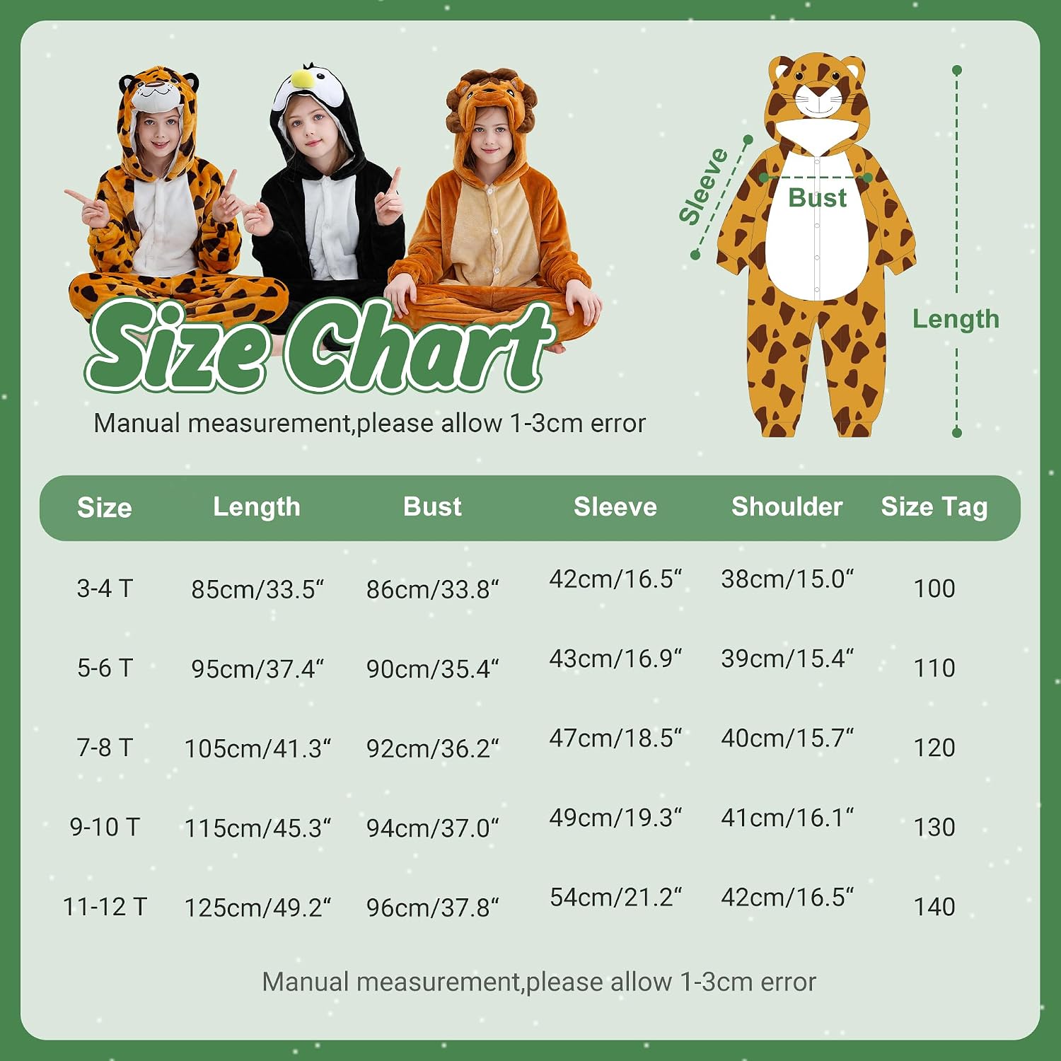 HAHASHOW Unisex Kids Animal Onesie Hooded Romper, Flannel Jumpsuit for Autumn Winter, Halloween Cartoon Clothing