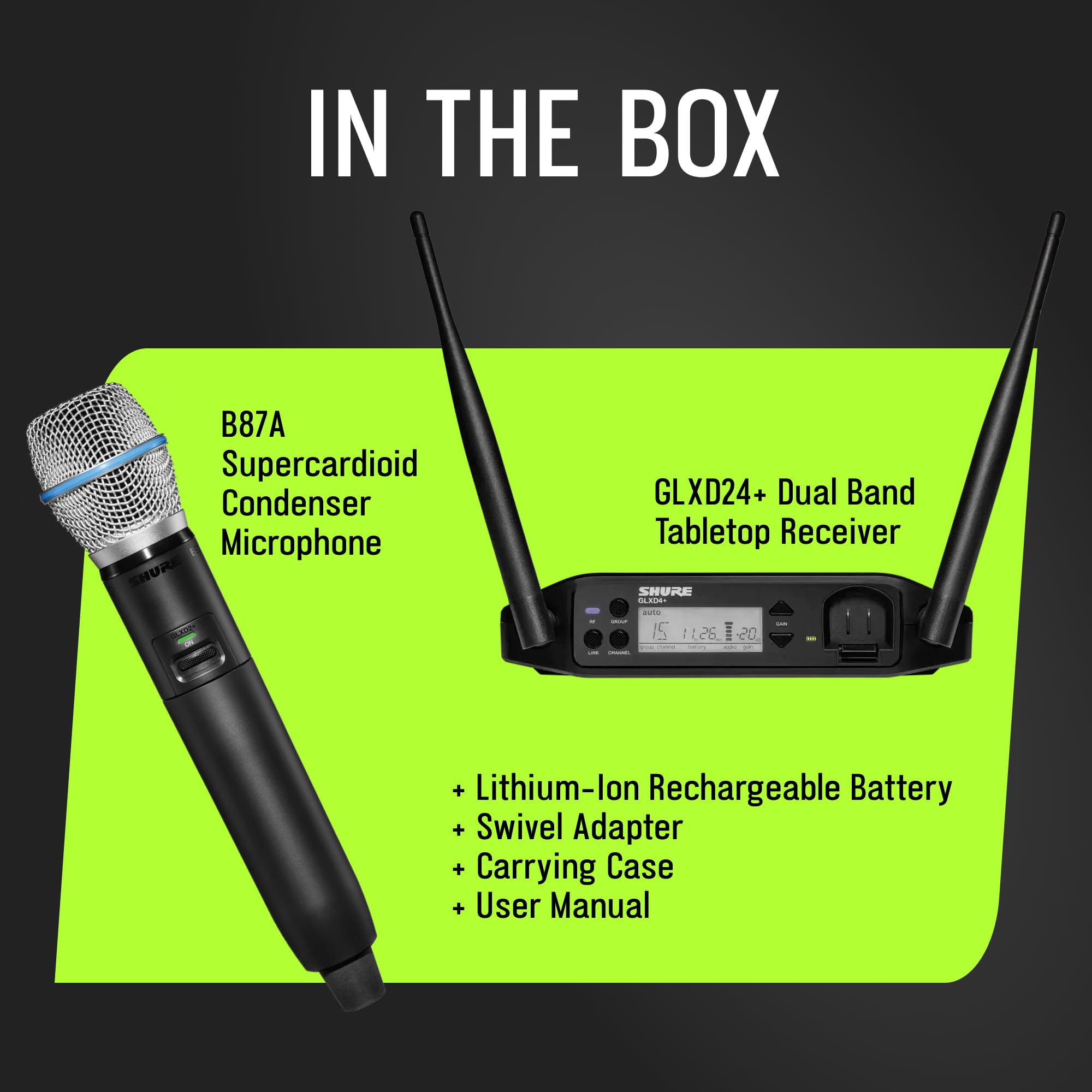 Amazon.com: Shure GLXD24+/B87A Dual Band Pro Digital Wireless