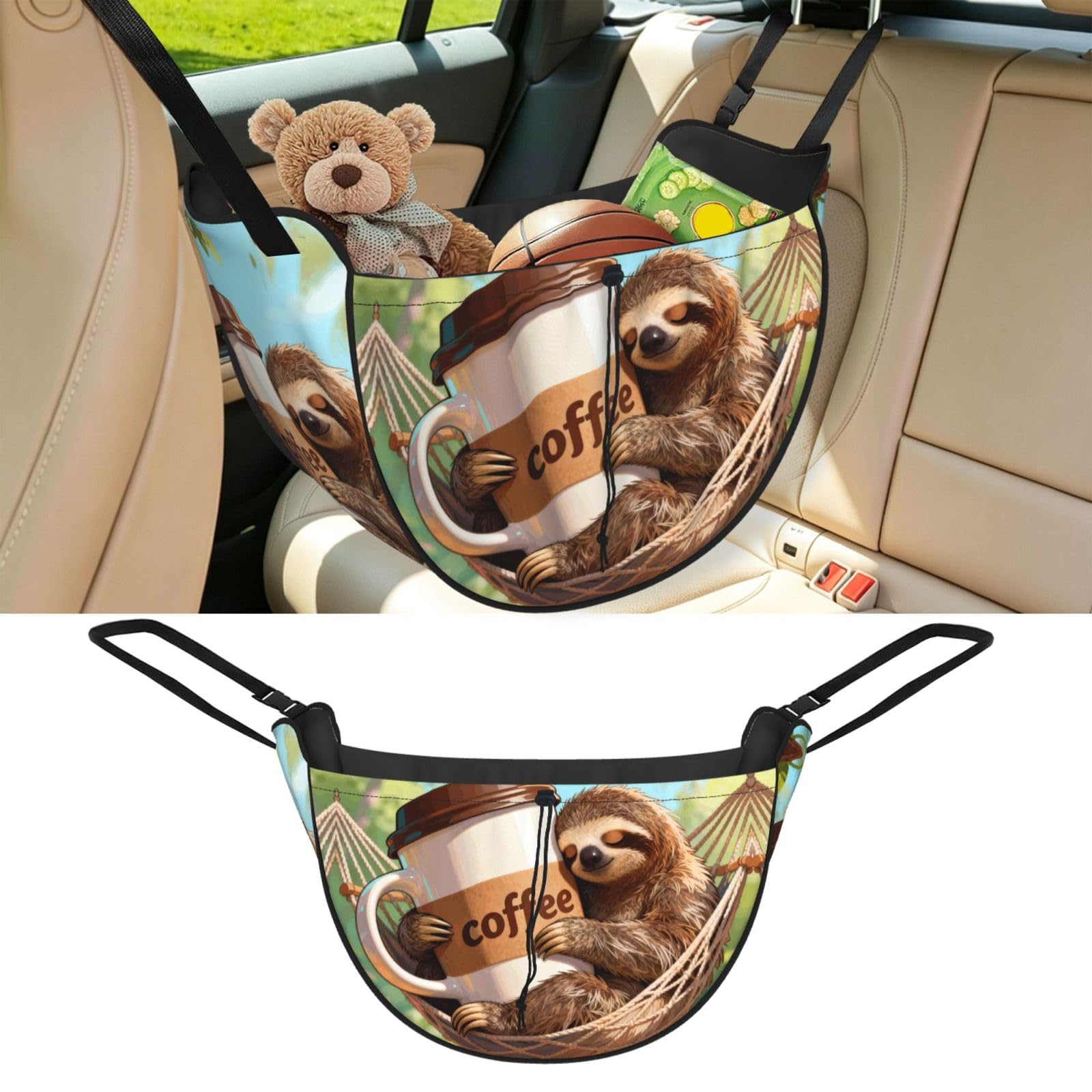 Cntdbu Black Animals In A Hammock Car Seat Organizer-Backseat Storage Bag For Travel