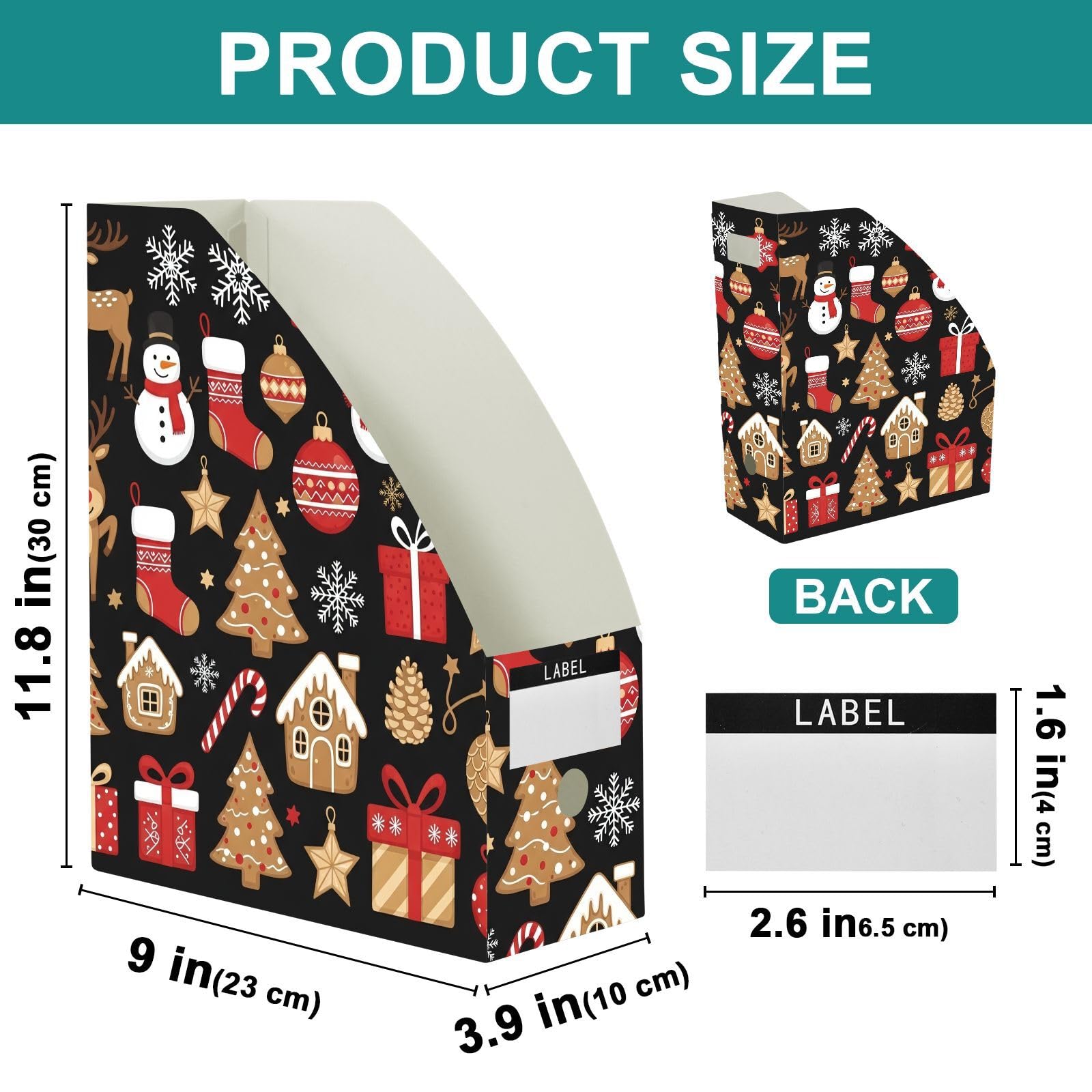 Cartone animato Natale nero File Organizer con archiviazione verticale
