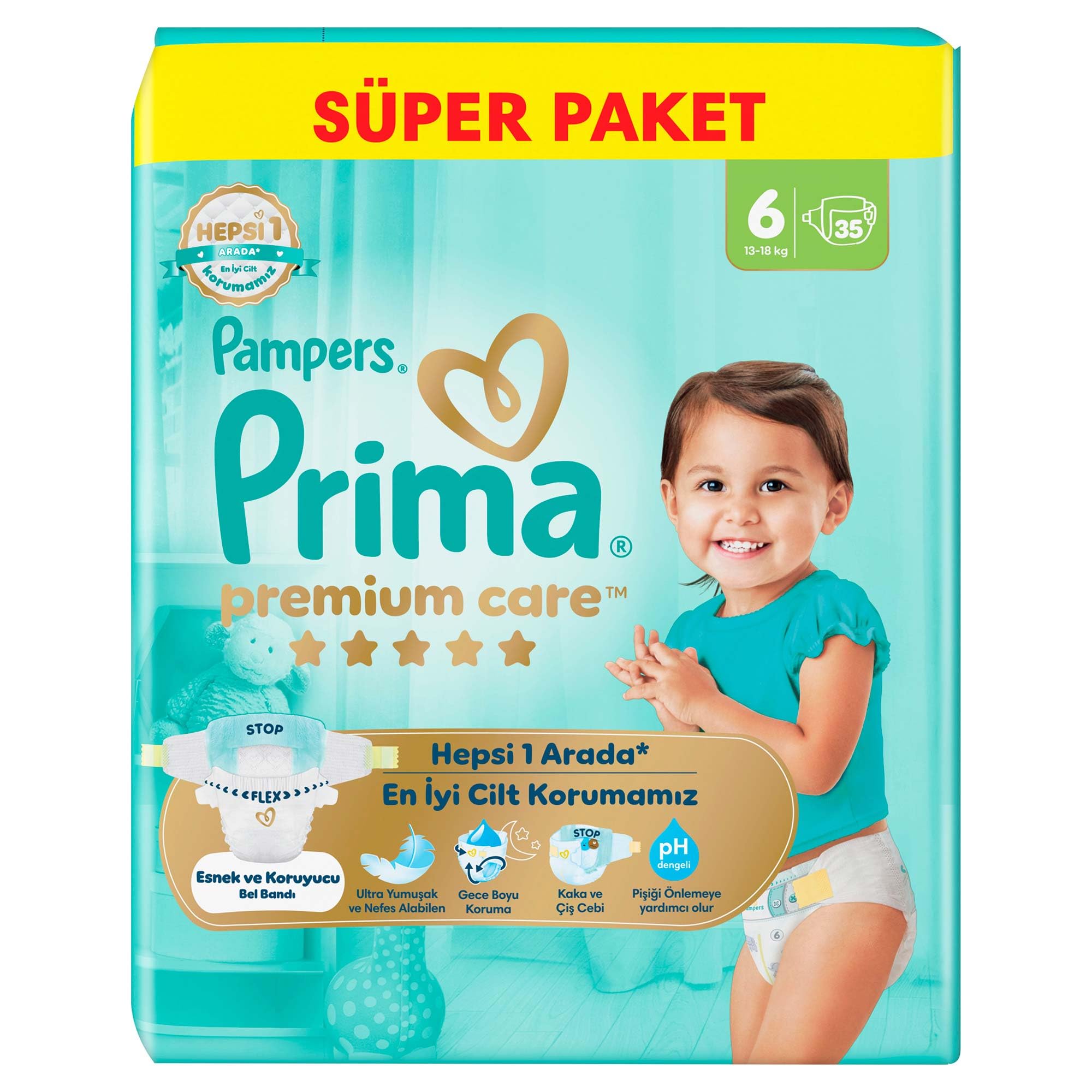 Prima Bebek Bezi Premium Care 6 Numara 35 Adet Ekonomik Paket