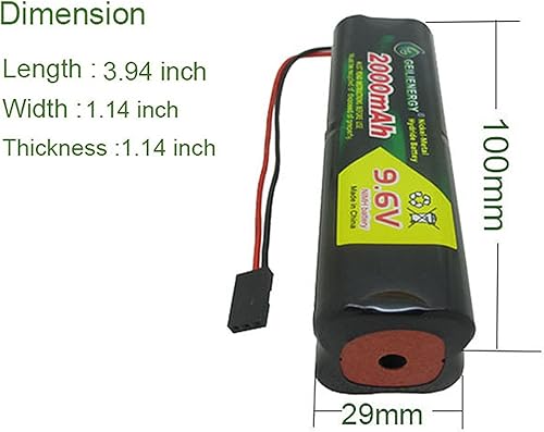 Miniatura 4 de 9.6 V 2000 mAh NiMH Batería con conector Hitec Square Futaba NT8S600B Transmisor para RC Coches Aviones Heli Sailplanes