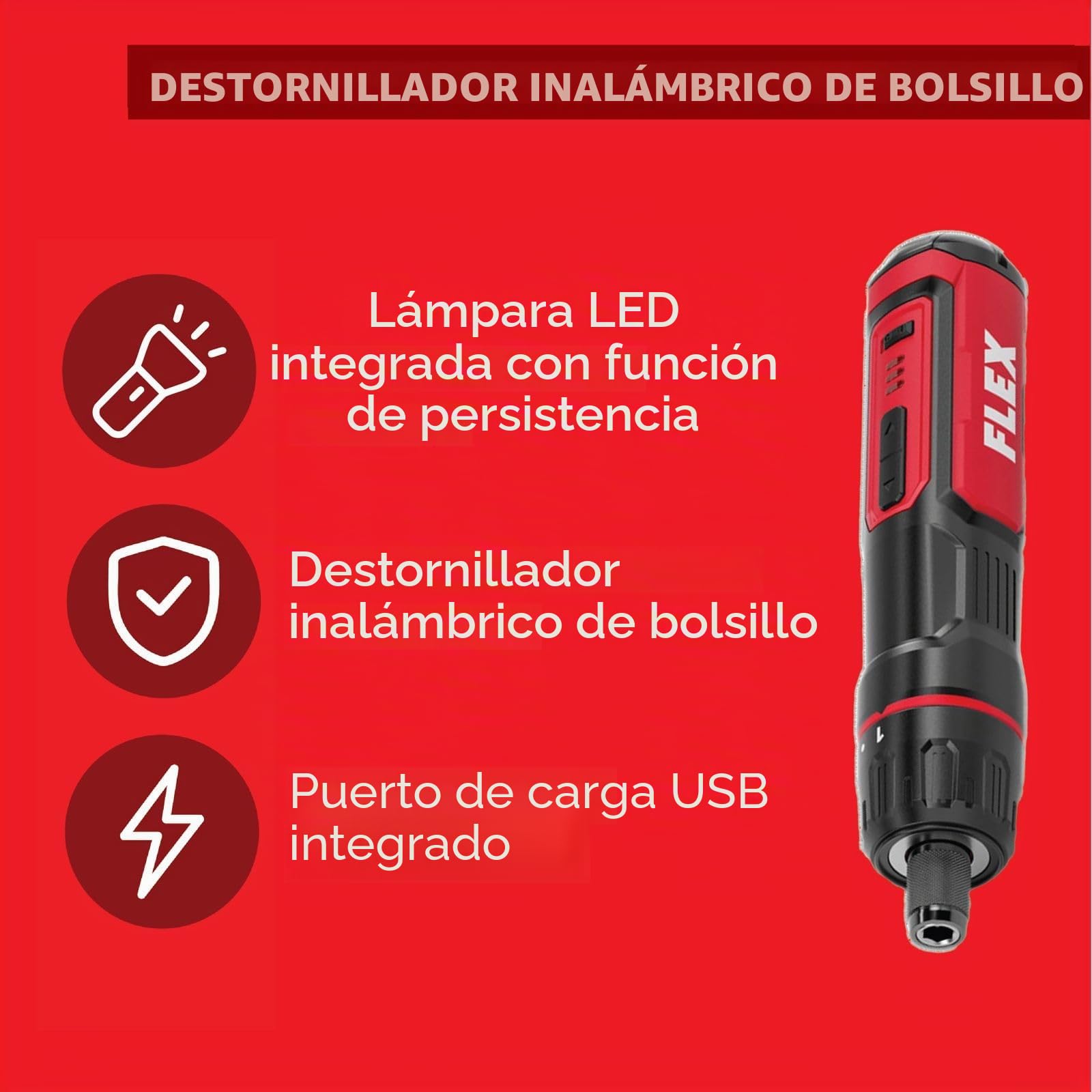 Flex Destornillador de batería, potente en formato de bolsillo, 4 V SD 7-320 4 (con cable de carga y bolsa de transporte, destornillador) 534549