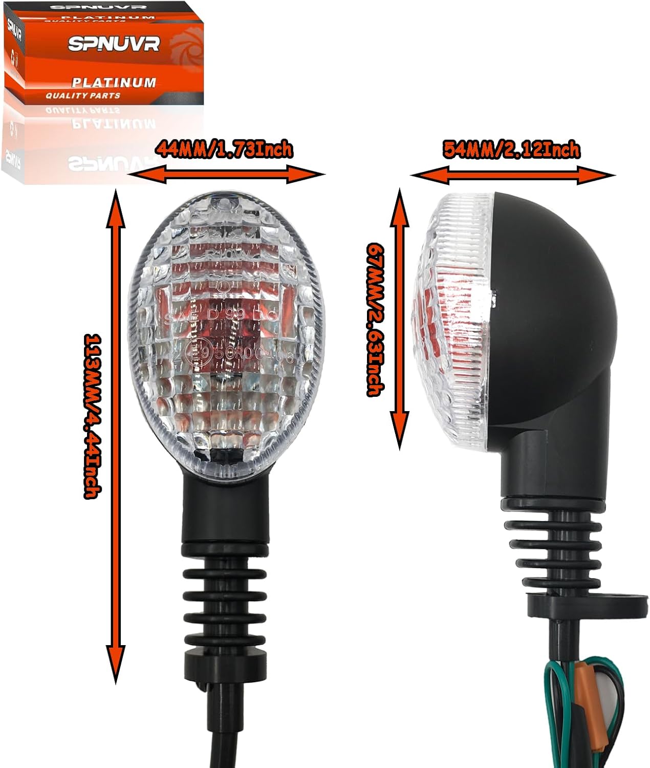 2Pcs Motorcycle Turn Signals Indicator Light Compatible With KAWASAKI EX250R Ninja 250 250R KLX250SF KLX250SF KLX230 KLX230SM VN650 Vulcan S Blinker Bulb Lamp (Clear)