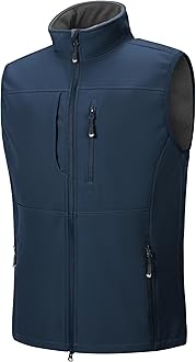 33,000ft Men's Lightweight Softshell Vest Outerwear Zip Up Fleece Lined Windproof Sleeveless Jacket for Golf Running Hiking