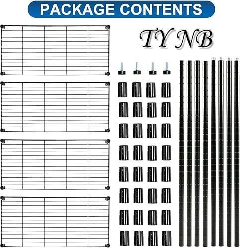 Miniatura 8 de Estantería de metal de 4 niveles de alambre de 36 pulgadas de ancho x 14 pulgadas de profundidad x 54 pulgadas de alto, estantes de almacenamiento