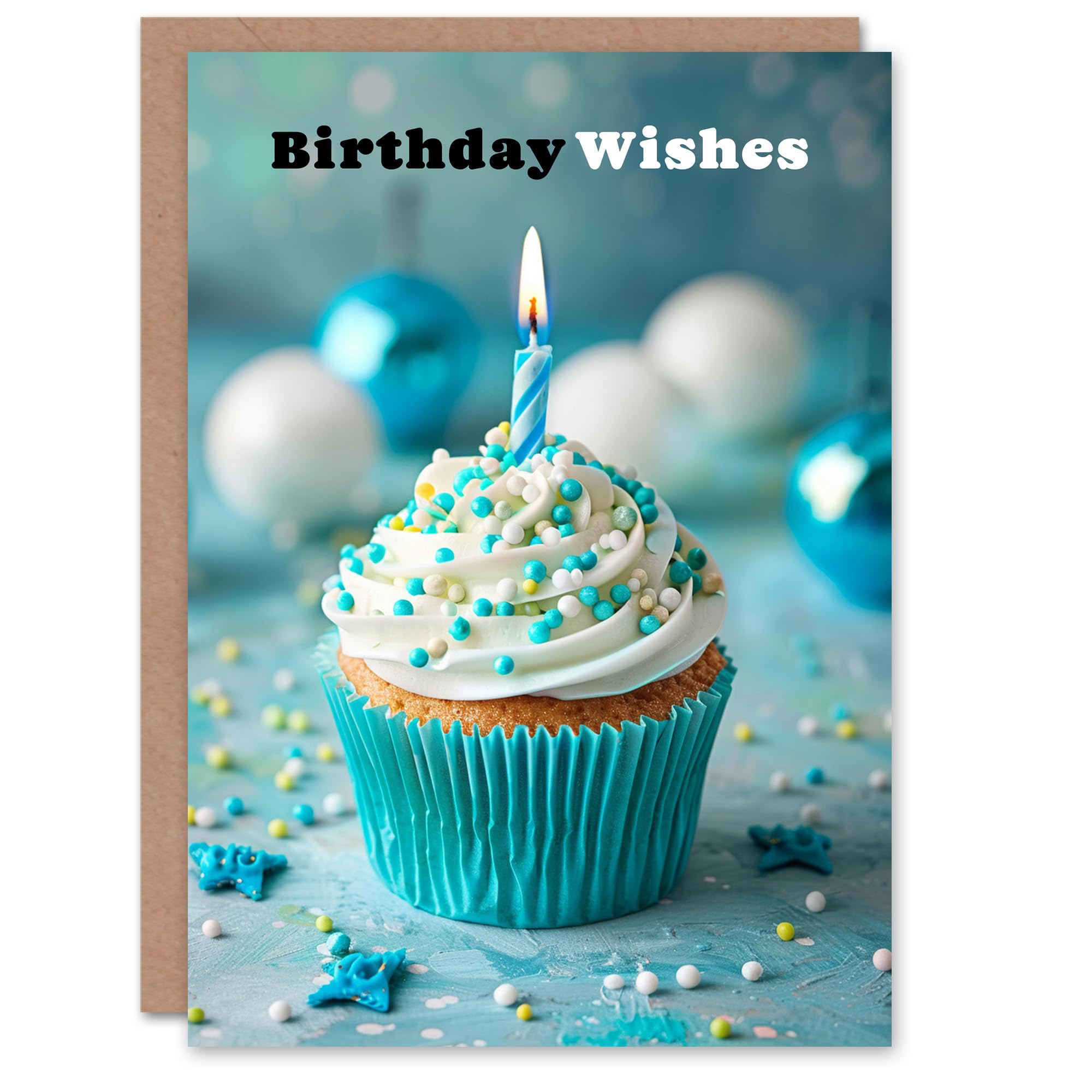 Artery8 Birthday Card Blue Cupcake Candle Wishes For Her Gran Sister Niece Daughter Wife Woman Greeting Card