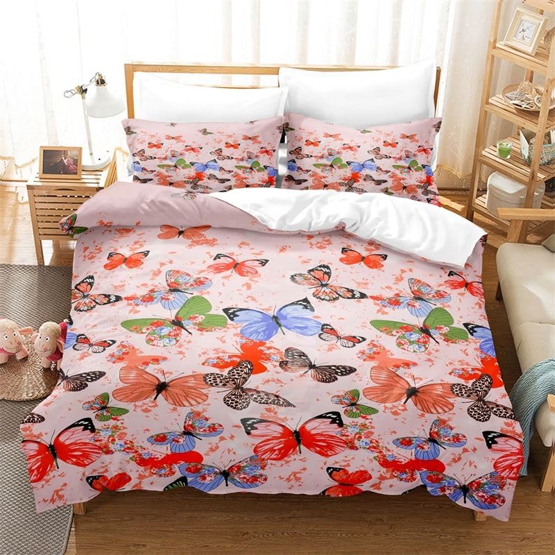 Housse de couette 90x190 microfibre anti-plis parure de lit coquelicot facile à laver