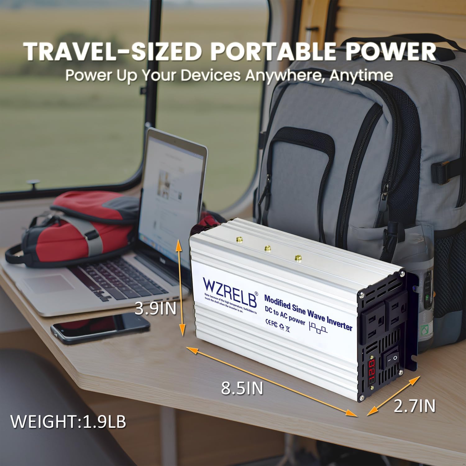 WZRELB 800W Power Inverter 24V DC to 110V 120V AC,1600W Peak Modified Sine Wave Car Inverter with LED Display,Dual AC Outlets,Soft Starte,Off-Grid Power Converter with High Efficiency up to 90%