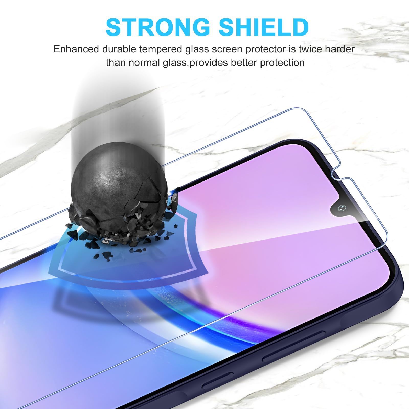 Phoona Vetro Temperato per Samsung Galaxy A15 4G/5G, 2 Pezzi Pellicola Protettiva per Samsung A15, Durezza 9H, Anti Graffio, Anti-Impronte, Senza Bolle(6,5 pollici)