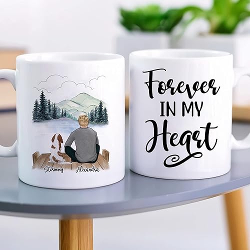 Miniatura 3 de Gossby Taza personalizada para papá con perro, Forever in My Heart, regalo personalizado para hombres amantes de los perros con diseño, nombres,