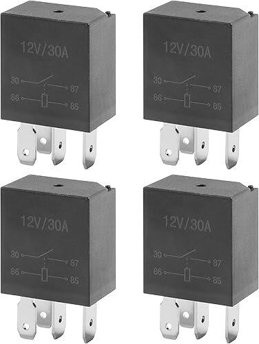 Miniatura 7 de AOCISKA 4 paquetes de relé de arranque de 30 A, relé de 5 pines de 12 V, relé automotriz multiusos negro para el automóvil, relé estándar