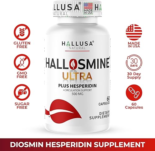 Miniatura 8 de Hallusa Natural Hallosmine Ultra Diosmin 500mg y Hesperidina 150mg  Piernas pesadas, hinchazón y vena  Suplementos para la circulación sanguínea, 60