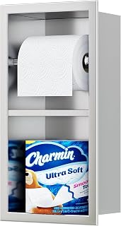 Qeke Recessed Toilet Paper Holder, Dual Rolls Tissue Toilet Holder, Brushed | 304 Stainless Steel, Rustproof & Durable, Space-saving, in Wall Tissue Holder for Bathroom & RV