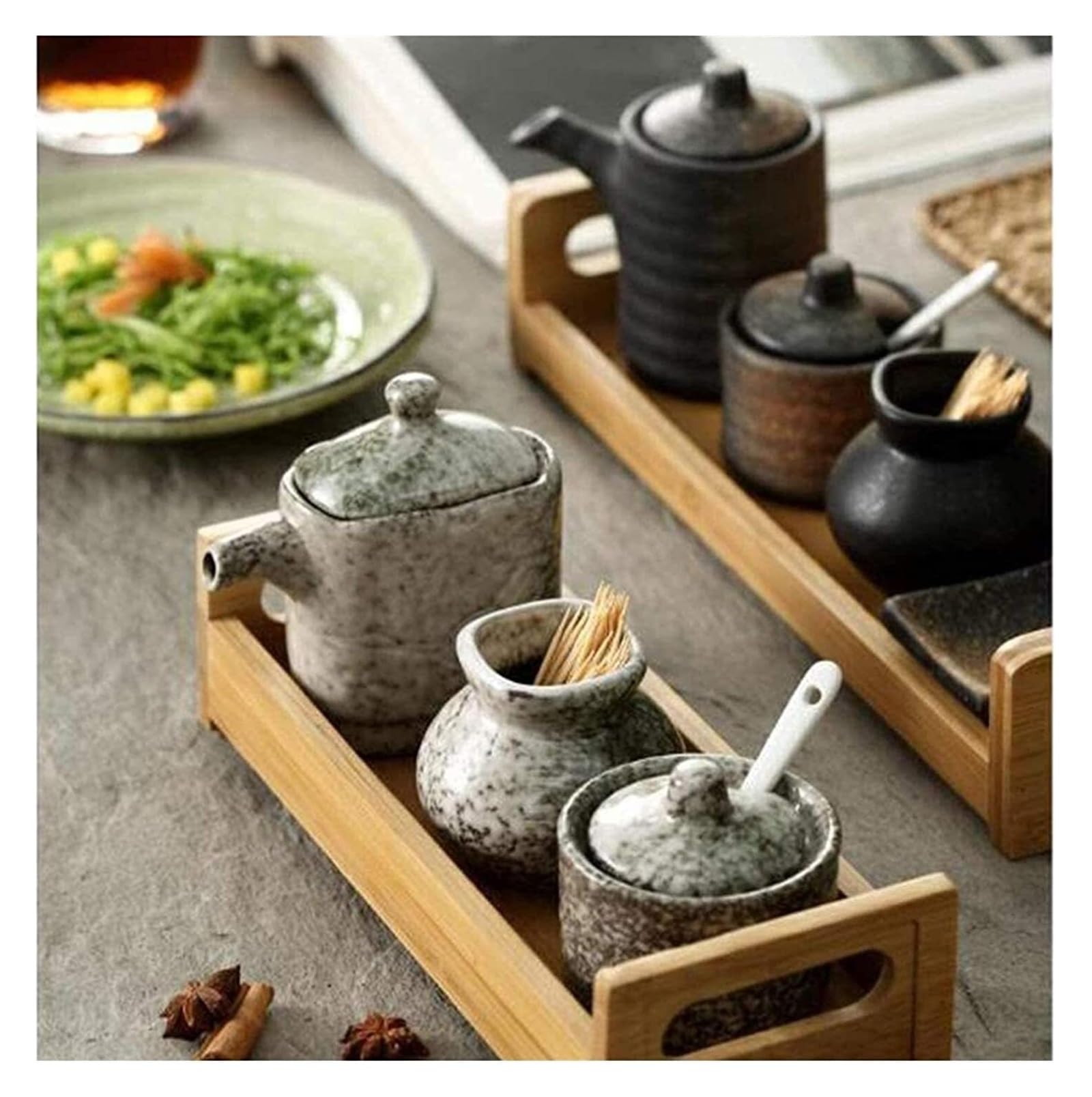 Distributore di Olio e aceto, Bottiglie di Olio in Ceramica Creativa, Bottiglie di Ceramica, ampolla per Salsa di soia, aceto, condimento Liquido, Contenitore per la Cucina