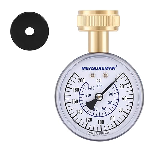 Miniatura 41 de Measureman - Manómetro de presión de agua de 0-200 psi, esfera de 2.5", medidor de presión para boquilla de manguera, probador de presión de agua