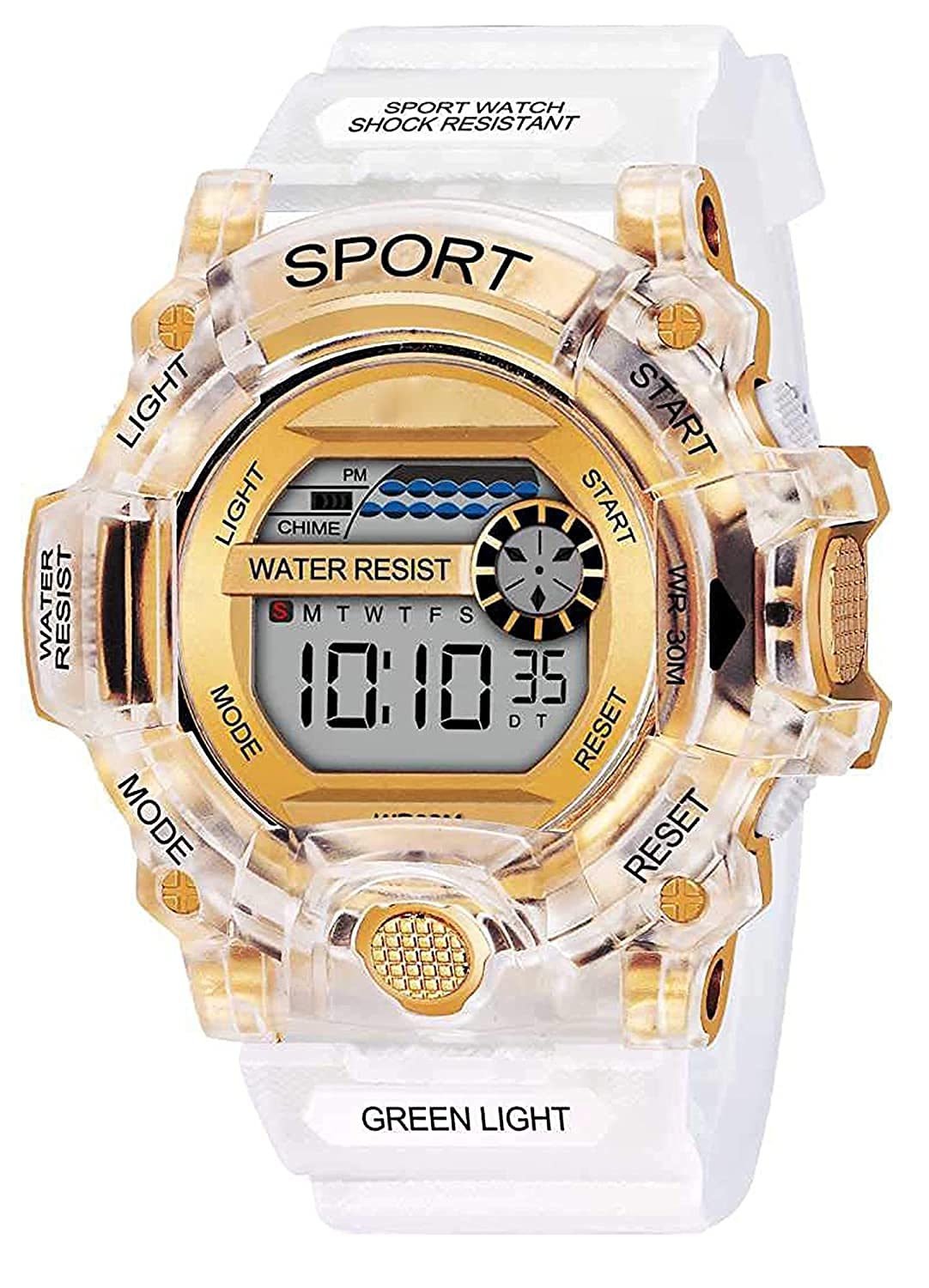 EmartosTransparent Strap Watch Heavy Quality Digital Alarm Shockproof Multi-Functional Automatic Waterproof Digital Sports Watch for Men's Kids Watch for Boys