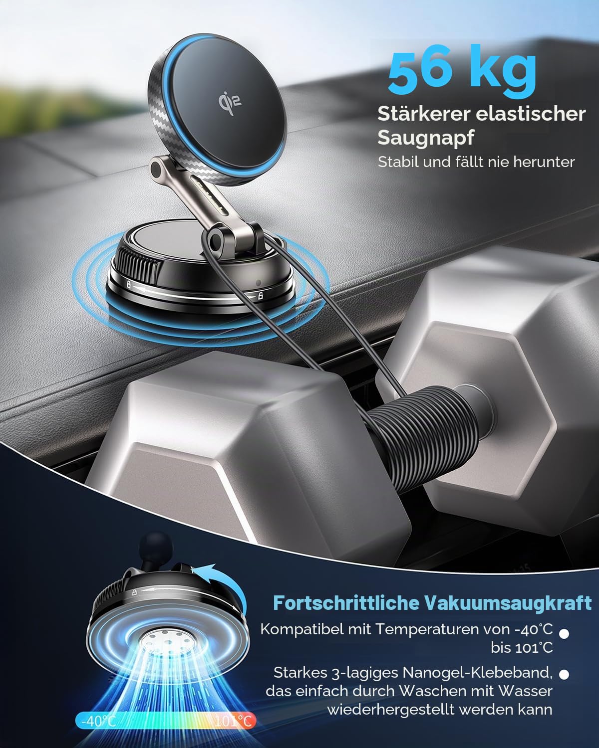 Qi2 15W Schnell Ladende für MagSafe Autohalterung mit Ladefunktion [78+LBS Stärkere Saugnapf], 360° Verstellbare Magnetische Handyhalterung Auto für Lüftung, Armaturenbrett, Windschutzscheibe