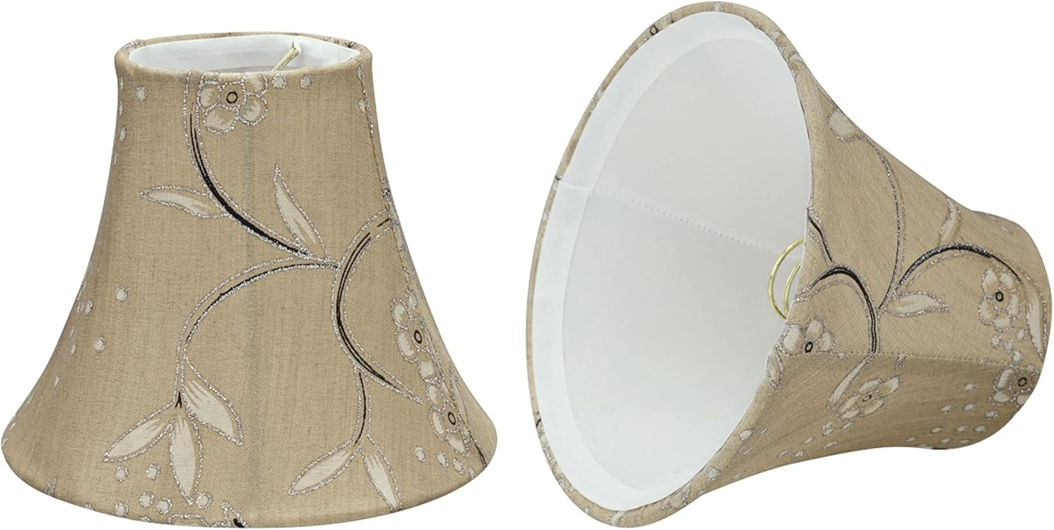 Aspen Creative 30069-2A, Bell Clip-On Chandelier Lamp Shade, Light Gold, 3" Top x 6" Bottom x 5" Slant Height, Set of 2