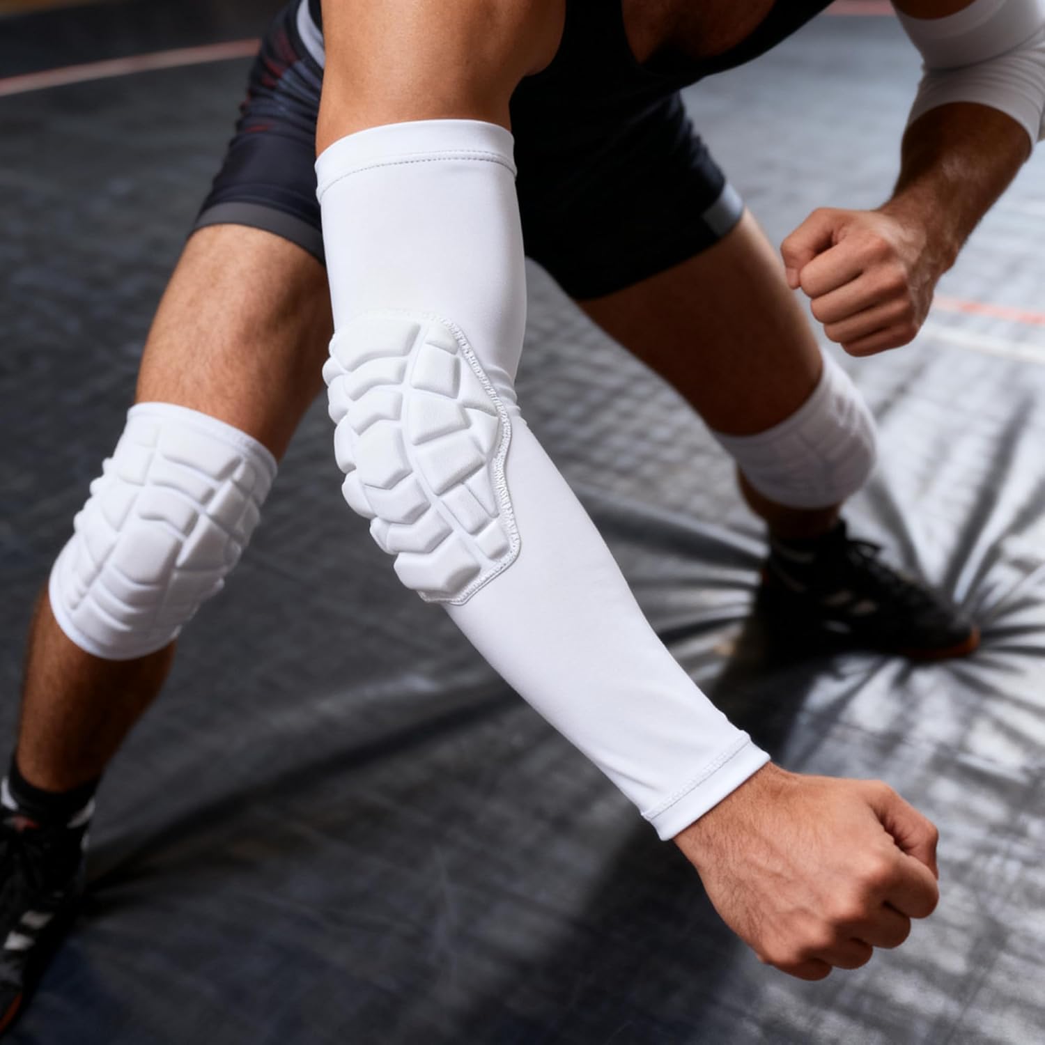 Football Arm Pads Padded Arm Sleeves Compression Elbow Pads Protective Support for Volleyball Wrestling 1 Pair - Image 2