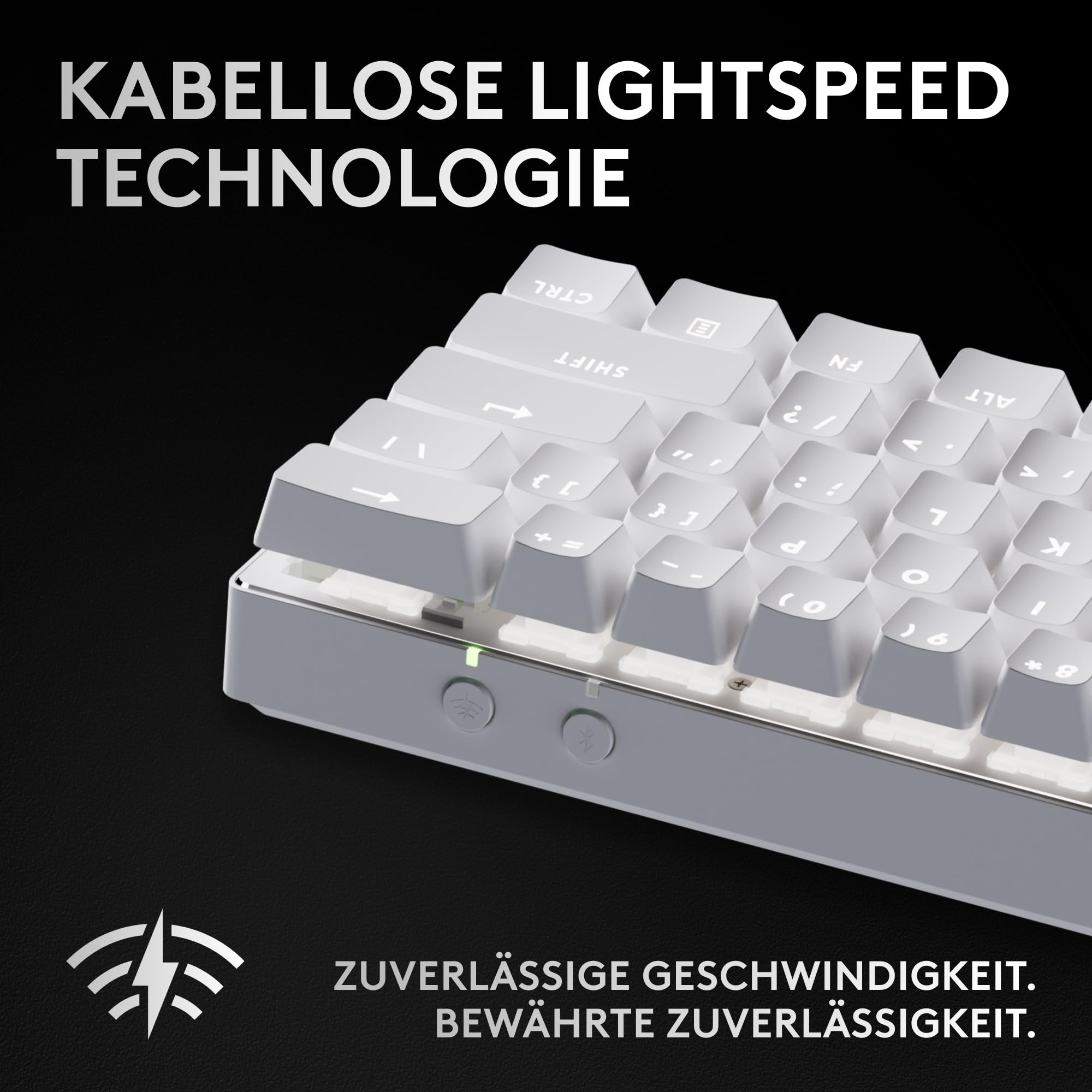 Logitech G PRO X 60 Lightspeed kabellose Gaming-Tastatur, Ultra-kompakte mechanische 60%-TKL-Tastatur, LIGHTSYNC RGB, Doubleshot-PBT-Tastenkappen, optische taktile, Windows PC, QWERTZ DE - Weiß