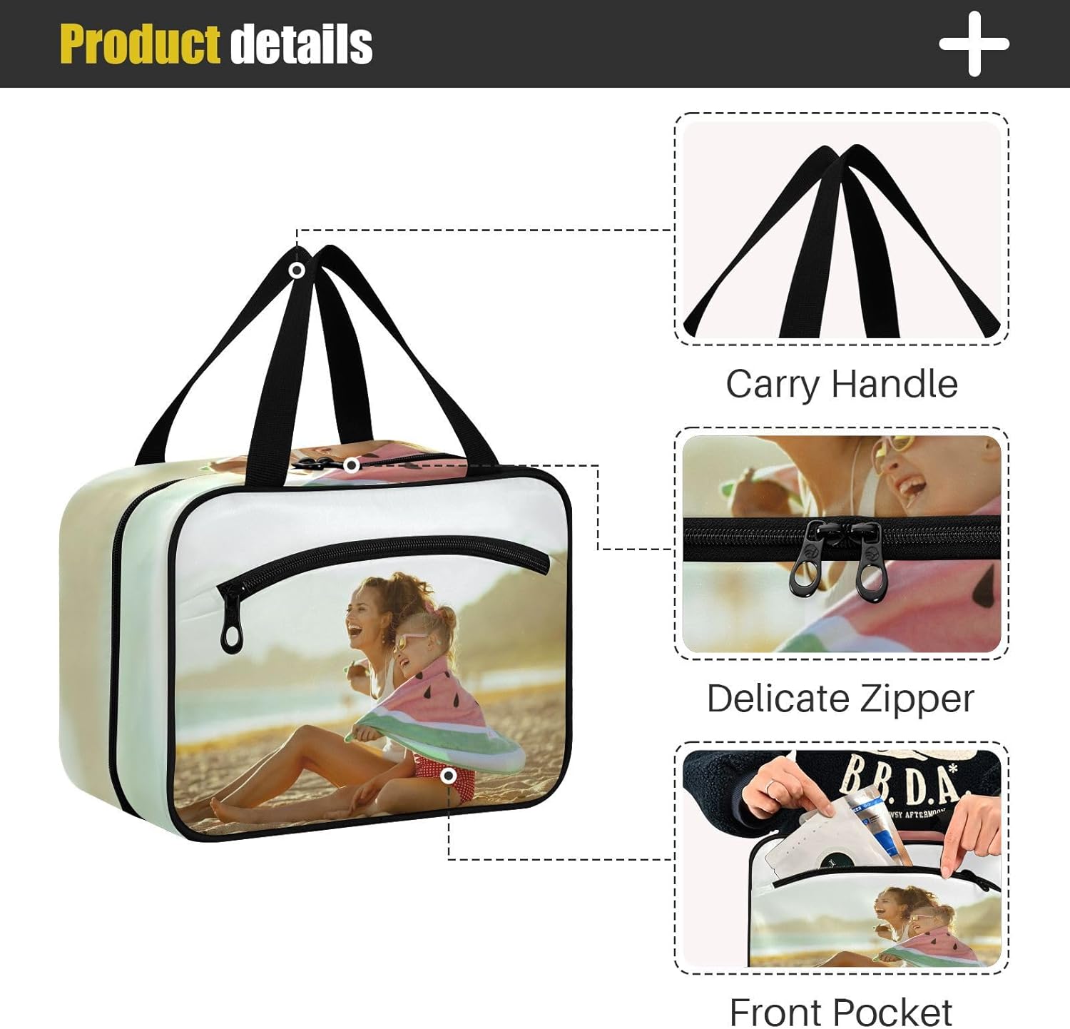 ZZKKO Custom Photo Personalized Travel Toiletry Bag for Men Hanging Travel Toiletry Bag Organizer Mens Toiletries Bag for Bathroom Water Resistant Multiple Compartments Large
