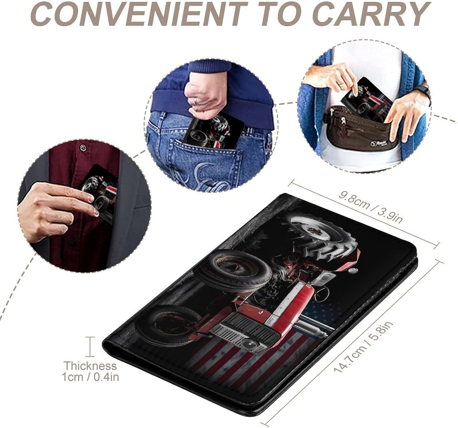 Farm Tractor U.S. Flag Funny Passport Holder Slim Travel Wallet Passports Cover Card Case with Slot
