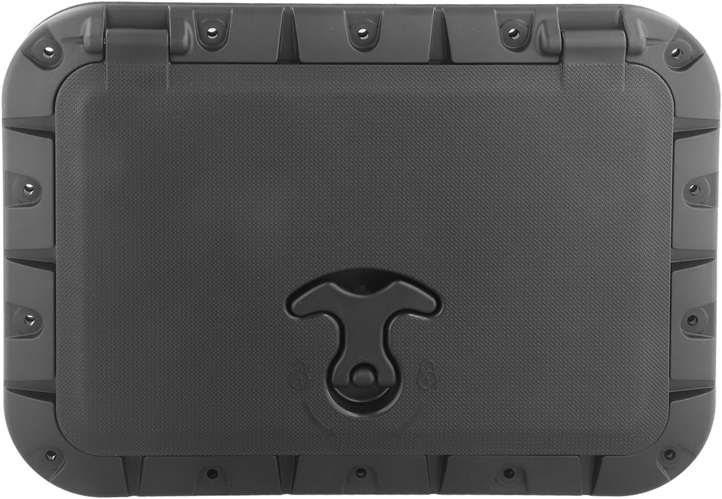 Marine Access Square Hatch Cover with Pull Handle Storage Bag Kay-ak Canoe Boat Accessory 25x35cm Black Plastic Floor Mounting Design 90-Degree Locking Mechanism