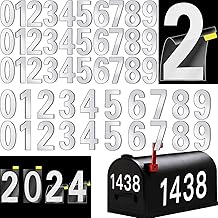 Reflective Mailbox Numbers for Outside - 50 Pcs Waterproof Mailbox Numbers Stickers with Sticky Tab (Easy to Separate), 3" + 4" Inch Self-Adhesive 0-9 Vinyl Number for Mailbox, Door, Signs, Address (3" x 30, 4" x 20)
