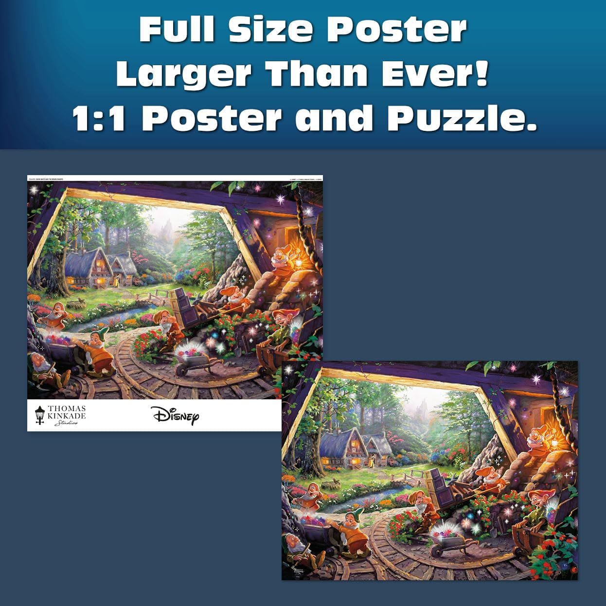 Buffalo Games – Thomas Kinkade Disney Seven Dwarfs 1000 Piece Jigsaw Puzzle | Sapphire Select Premium Blue Board Puzzle