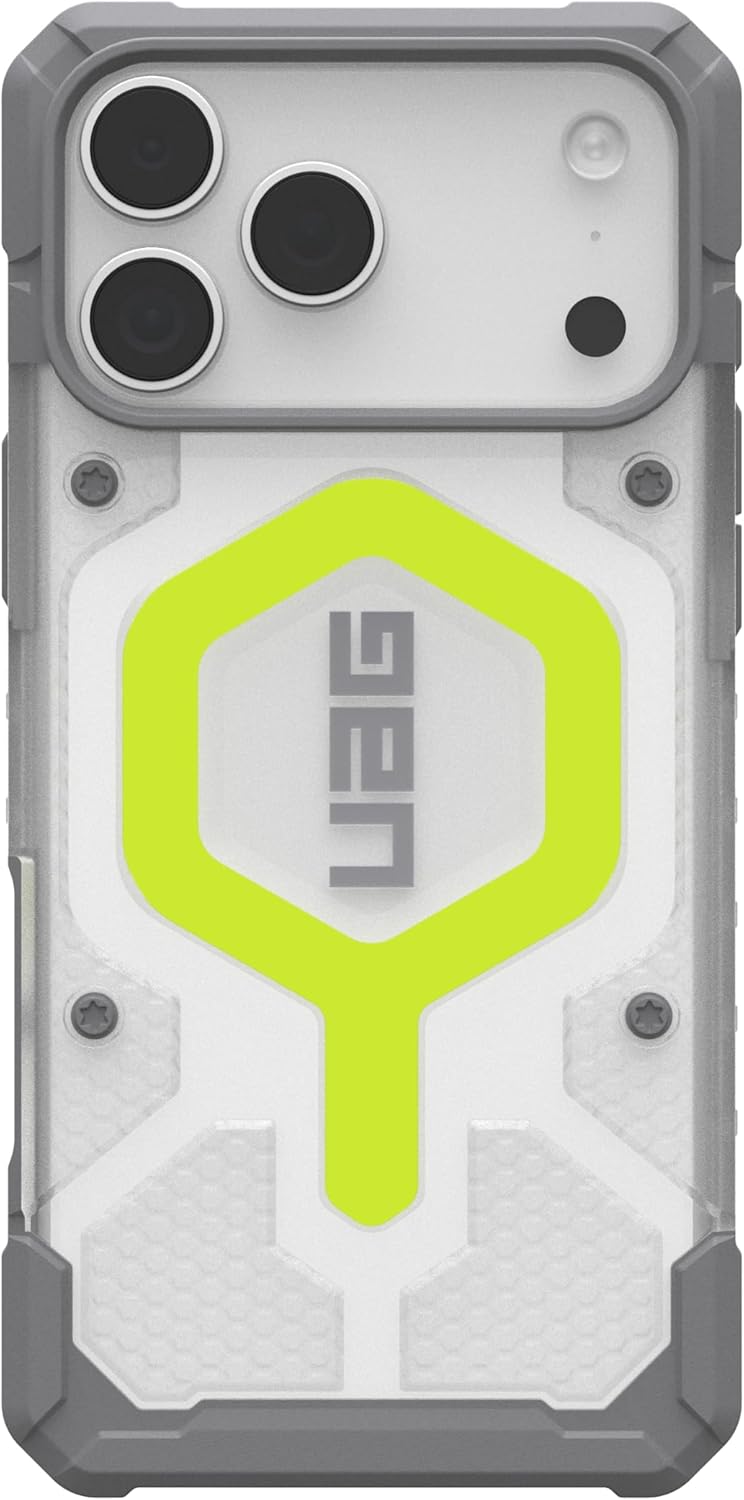 URBAN ARMOR GEAR UAG Designed for iPhone 17 Pro Max Case Pathfinder Clear - Compatible with MagSafe Luminous Glow in The Dark Military Grade Protective Cover, Active Neon