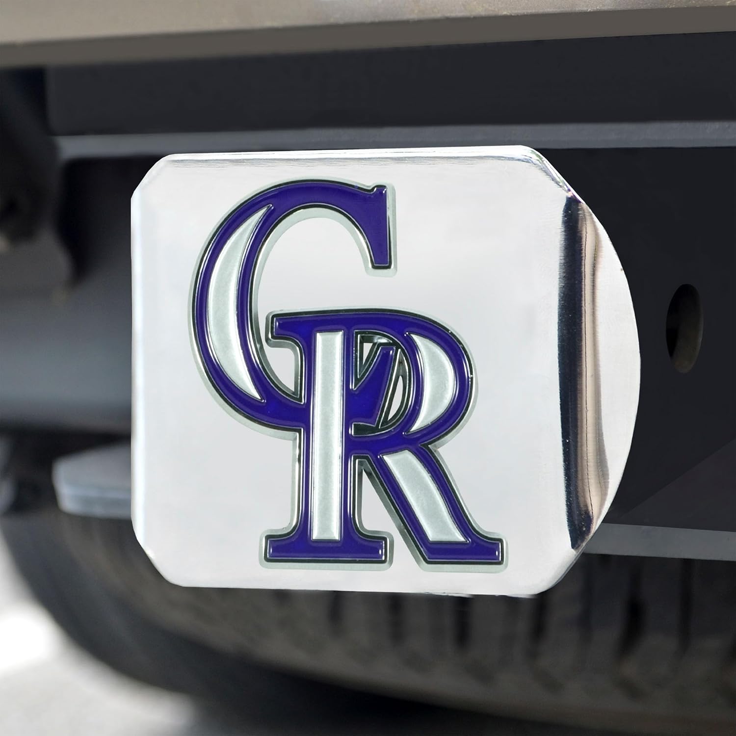 FANMATS 26578 Colorado Rockies Color Hitch Cover - Chrome
