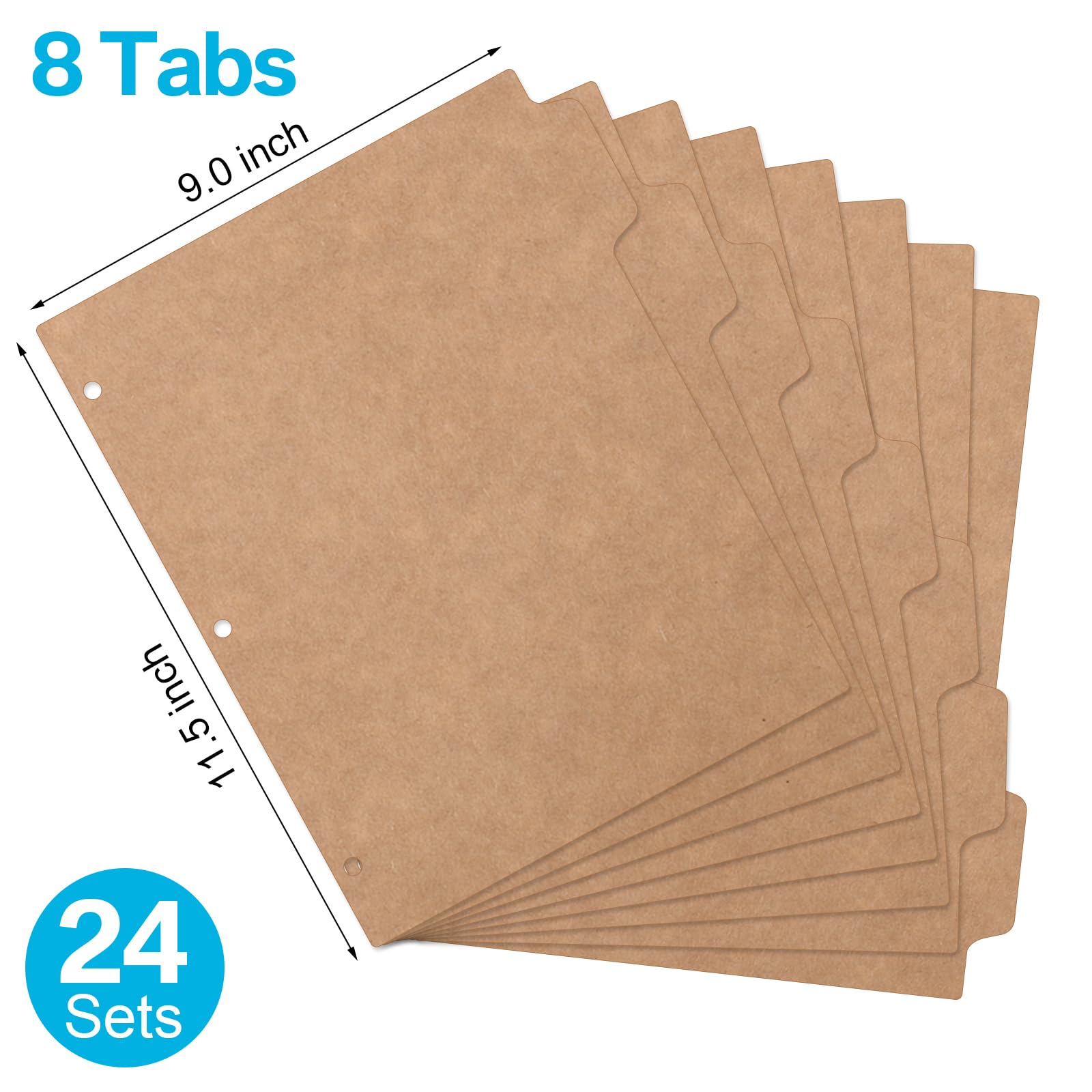 Thenshop 192 divisores de carpeta de 3 anillos con pestañas, 24 juegos de 8 separadores de pestañas para carpetas de 3 anillos, divisores de página tamaño carta para carpeta de 3 anillos con pestañas