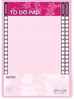 Ashton and Wright - Cherry Blossom - A5 to Do Pad/Daily Schedule Planner/Desk Pad - 60 Sheets - 80gsm - Made in UK