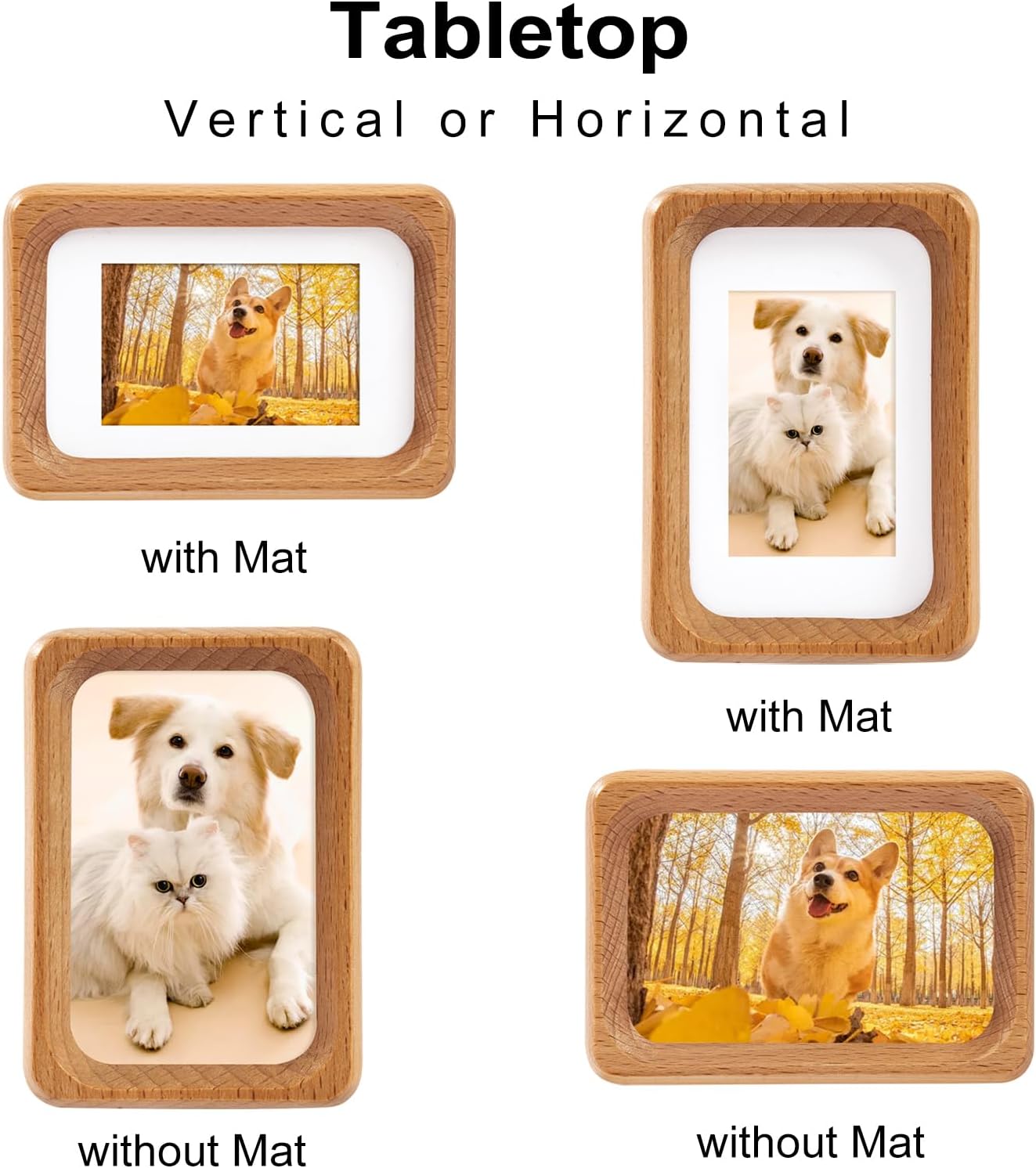 54×86mm Small Photo Frames for Instax Mini Instant Camera Film, with Mat Dispaly Area 50x30mm, Tabletop Wooden Picture Frame, Made of Beech Wood - Image 3