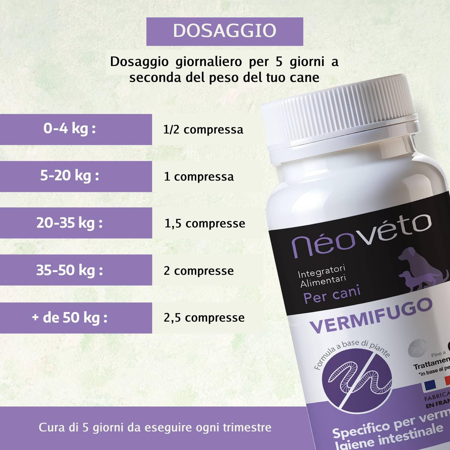 NEOVÉTO Vermipurge - Odrobacz dla psów w naturalnych tabletkach - substancje czynne zatwierdzone przez francuskie służby weterynaryjne - wyprodukowano we Francji, łatwe w podawaniu - 15 apetycznych
