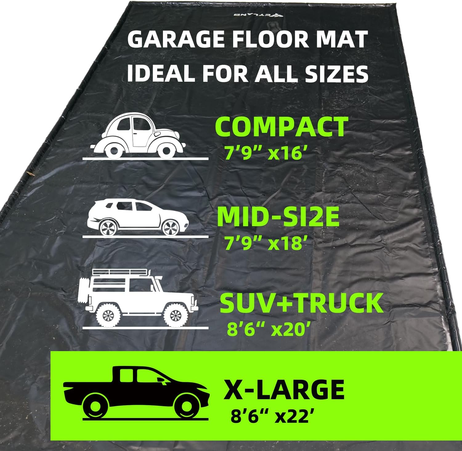 8'6" x 20' Garage Floor Containment Mat, Heavy Duty Oil Drip & Mud Protector, Easy-to-Clean Waterproof Car Mat for Spring Cleaning, Durable PVC Garage Floor Sealer Alternative for SUVs
