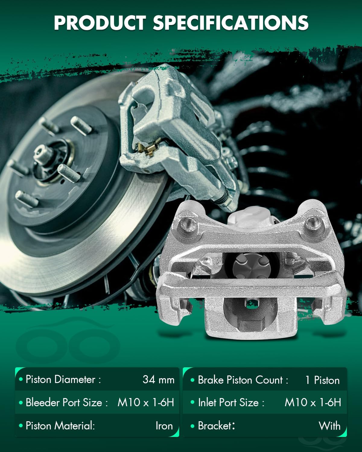 SCITOO 18B5002 18B5003 Disc Brake Calipers Assembly with Bracket Fit For Ford For Fusion,For Lincoln MKZ/Zephyr,For Mazda 6 2006-2013,For Mercury Milan 2006-2011,For Pontiac Vibe 2009-2010