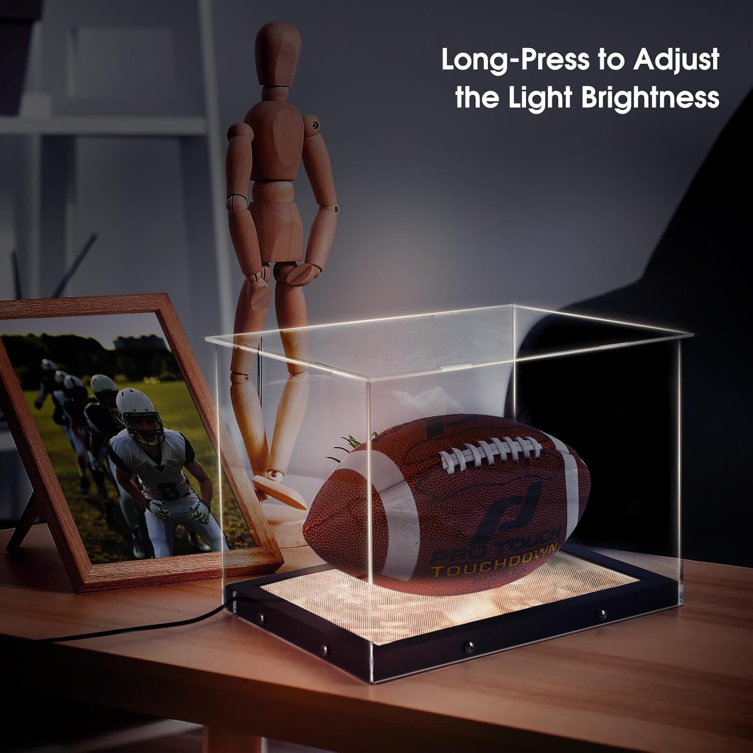 DuvinDD Vitrina acrílica – 32 x 23 x 22 cm – Montaje sin herramientas, perfecto para balones de fútbol de tamaño estándar