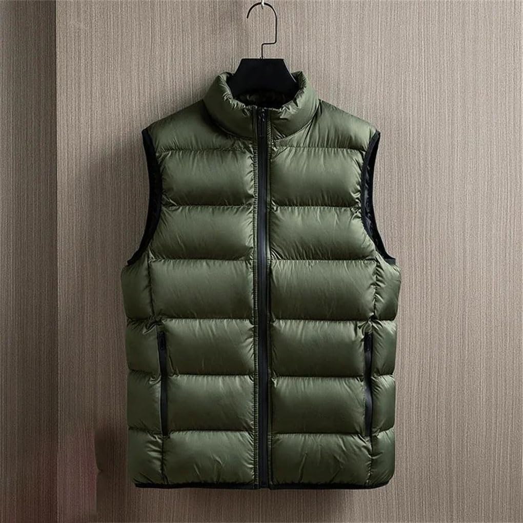 Men's Fashion Warm Running Top Stand-Up Collar Warm Down Cotton Vest Slim-Fit Straight Leg Short Style