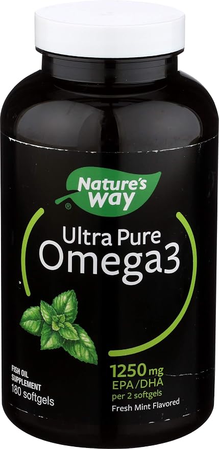 Amazon.com: Nature's Way Ultra Pure Omega3 Fish Oil, 1250 mg EPA/DHA, Mint,  180 Softgels : Health \u0026 Household