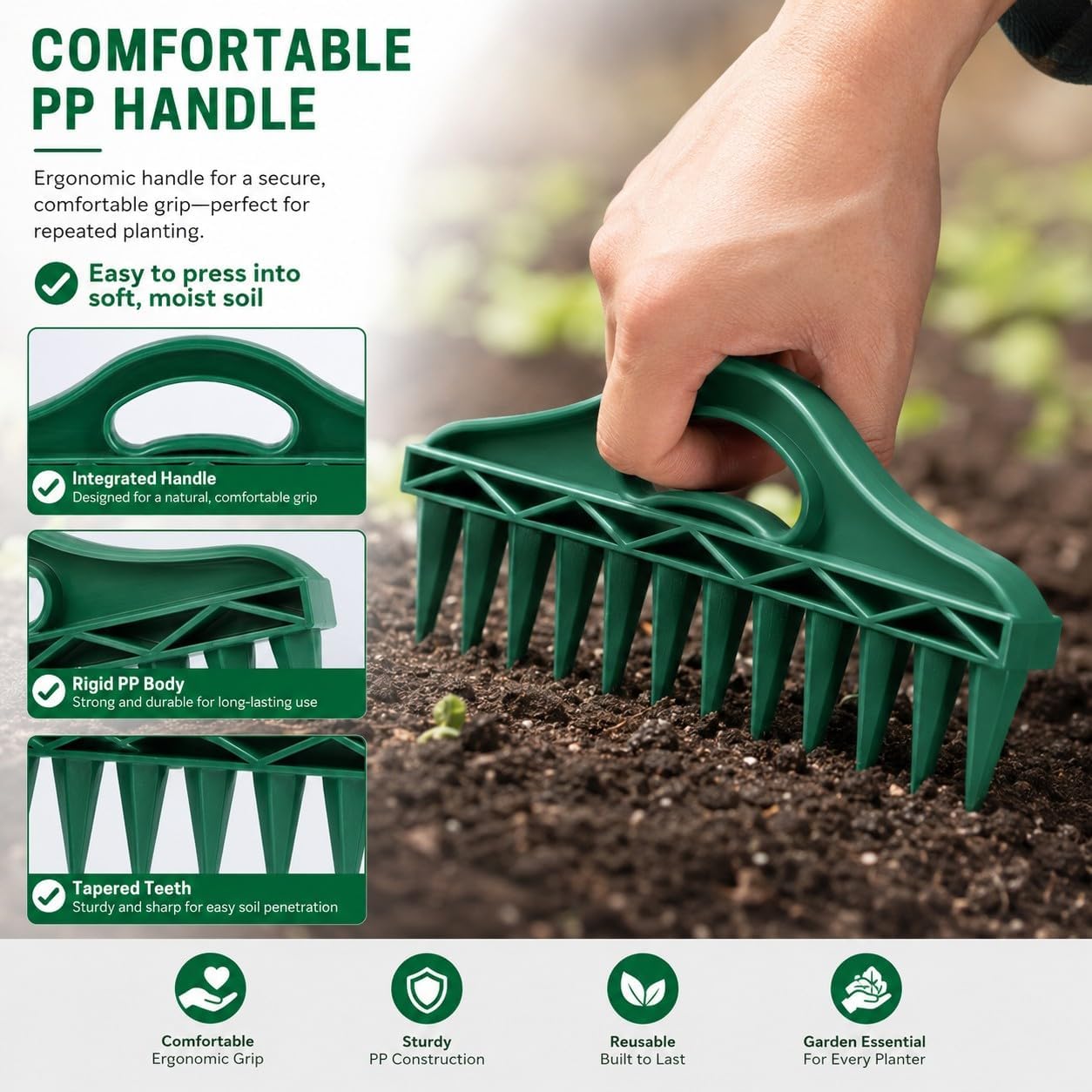 4PCS Garden Seed Planting Tool Kit, Hand Seeder with 12-Hole Dibber and Transplanting Tools, Mini Gardening Tools Set for Vegetable, Flower, Herb and Seed Sowing for Lawn Garden Farm Yard image 5