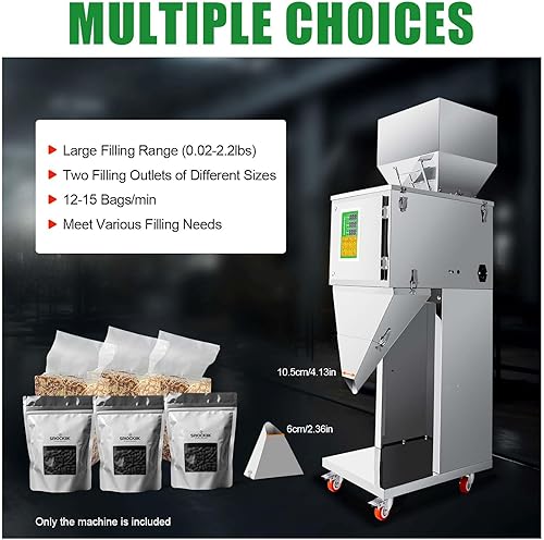 Miniatura 7 de Máquina de llenado de polvo de 10 a 35.24oz, máquina automática de llenado de polvo de acero inoxidable, máquina de llenado de pesos, bolsa de
