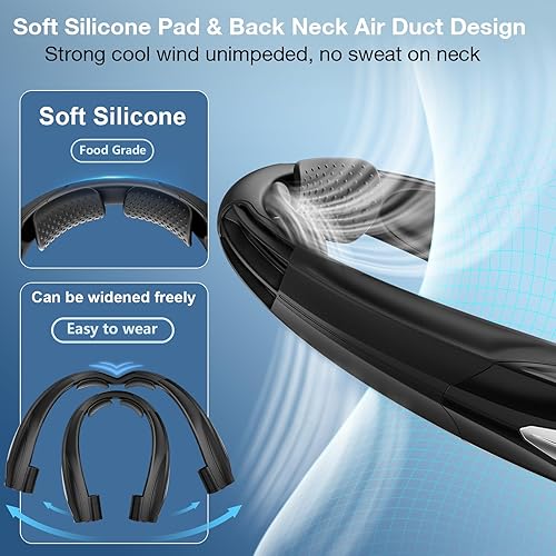 Miniatura 6 de Ventilador de cuello AI, ventilador personal portátil ajustable de 6 velocidades, recargable, batería de 6000 mAh de enfriamiento más rápido, ultra