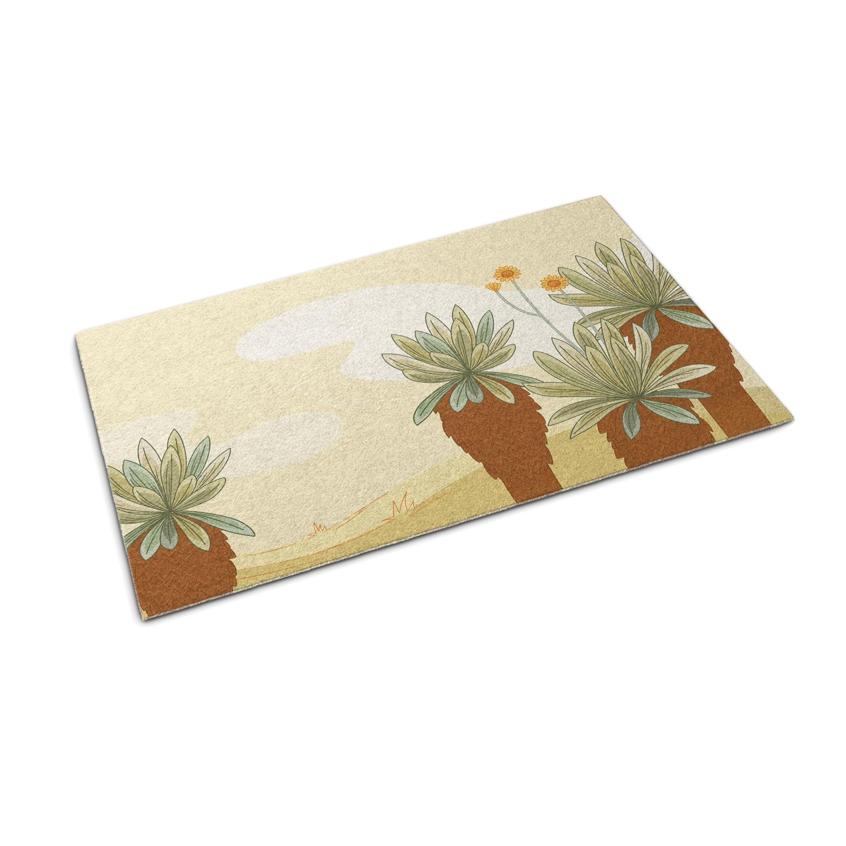Tapis résistant Tulup 150x100cm paillasson intérieur lavable grand format à motif palmiers
