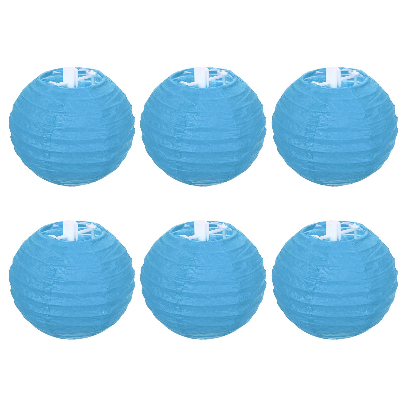 PATIKIL 4 Inch Paper Lanterns, 6 Pack Round Folding Hanging Lamp Shade for Wedding Home Party Festival Celebration, Sky Blue