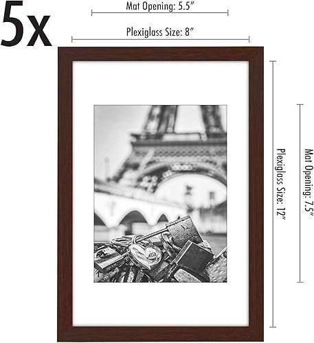 Vista 386 de Americanflat Portarretratos de 5 x 6 pulgadas con plexiglás pulido, juego de 5 portarretratos de 2 x 3 pulgadas con paspartú o para fotos de 5 x 6