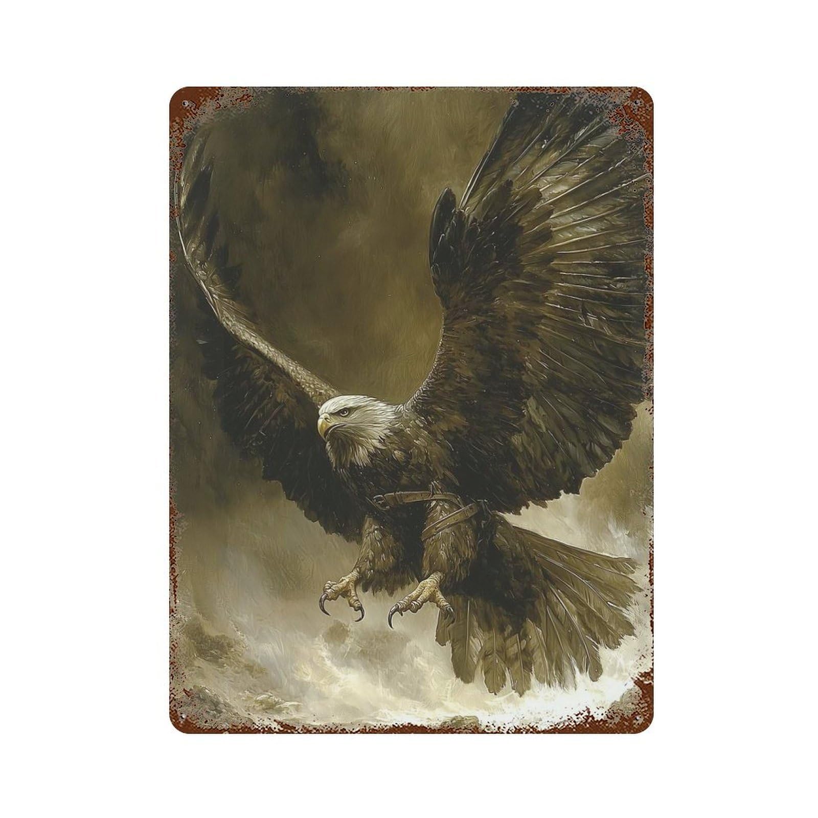 Majestic Eagle in Flight Retro Metal Sign 15.7"x11.8", Classic Wall Plaque for Garage, Pub Or Kitchen